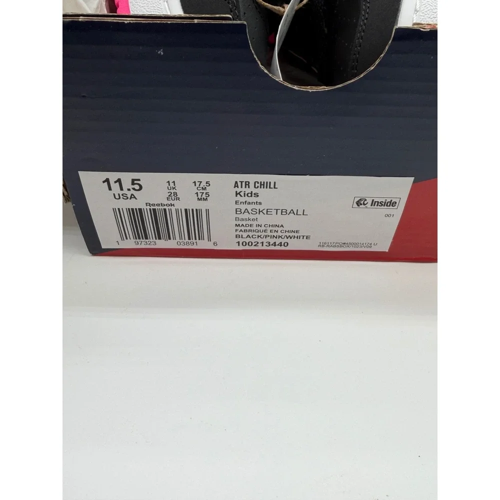 Reebok ATR Chill Kids‎ Basketball Shoes Black Pink White 100213440 Size 11.5 NEW